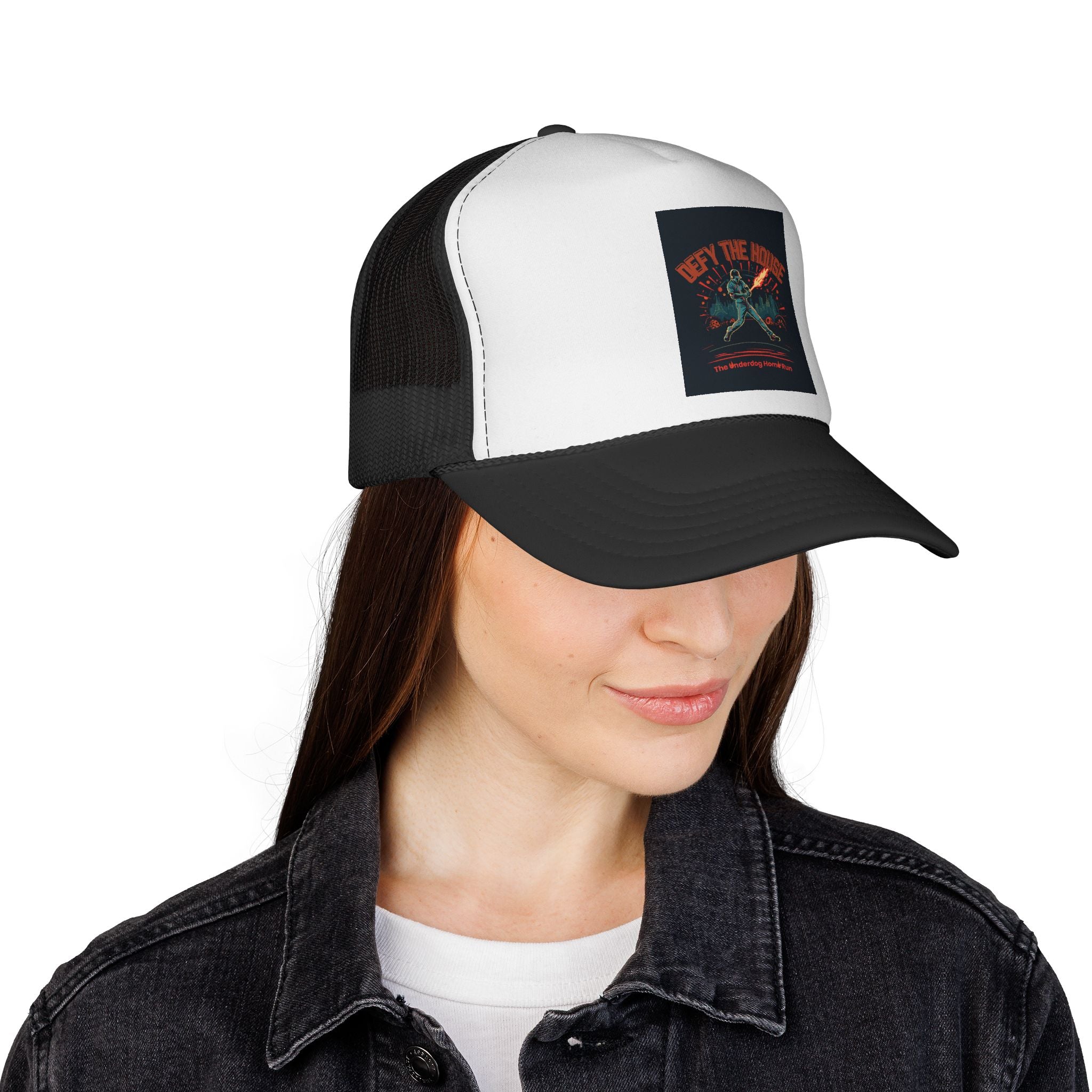 Defy The House Trucker Cap — Retro Zombie Survival Mesh Hat